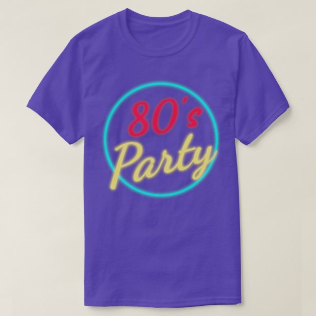Camiseta neon de festa dos anos 80 (Frente do Design)