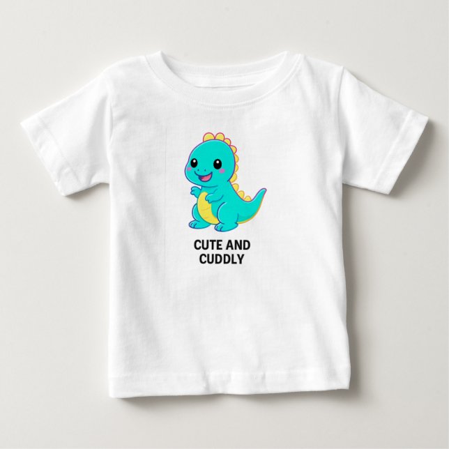 Camiseta Neon Dino Kawaii – Cute and Cuddly (Frente)