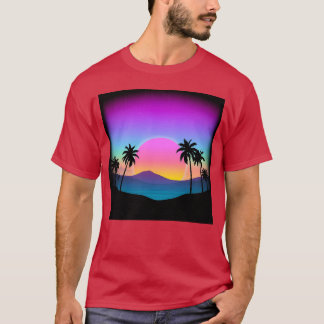 Camiseta Neon Dreams Vibrações do Pôr do Sol Retrô vintage