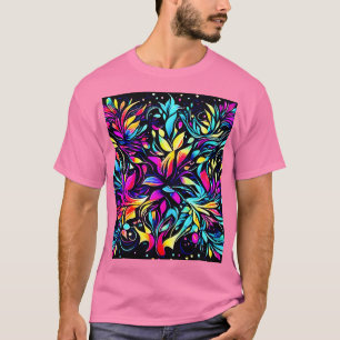 Camiseta Neon Floral Burst Art
