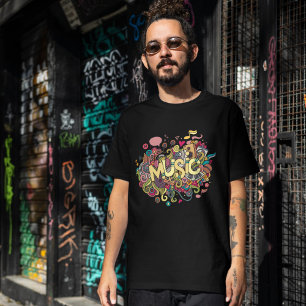Camiseta Neon Floral Music Note Shirt - Sublimação Colorida