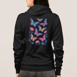 Camiseta Neon Flowers with Six Glowing Butterflies