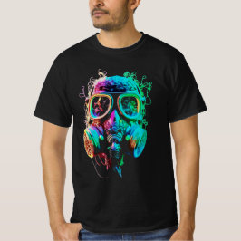 Camiseta Neon Gas Mask: Vibrant Chaos Art