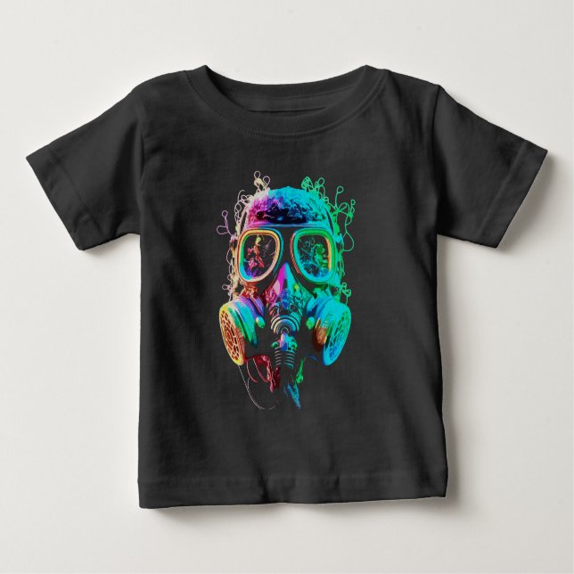 Camiseta Neon Gas Mask: Vibrant Chaos Art (Frente)