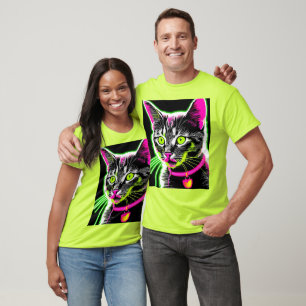 Camiseta Neon Gatinho Feline Art