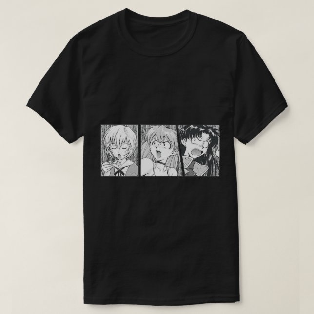 Camiseta Neon Genesis Evangelion Girls Rei, Misato, Asuka (Frente do Design)