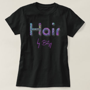 Camiseta Neon Glitter Hair Stylist Holográfico
