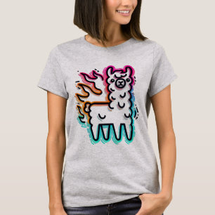Camiseta Neon Glow Flame Llama