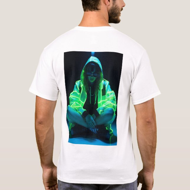 Camiseta Neon Glow-in-the-Dark Girl AutoIllumina Cinemática (Verso)