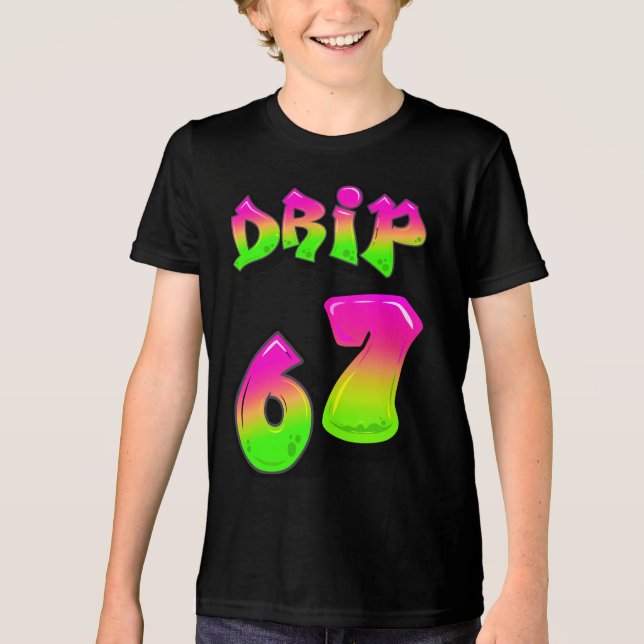 Camiseta Neon Graffiti Slime DRIP 67 Six Seven Mem (Frente)