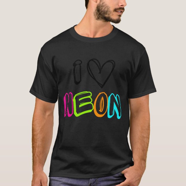 Camiseta Neon I Heart Neon BLACK (Frente)