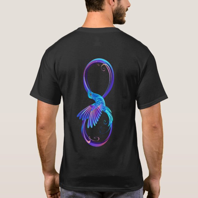 Camiseta Neon Infinity Symbol with Glowing Hummingbird (Verso)