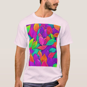 Camiseta Neon Leaves: Fluxo de Cartoon