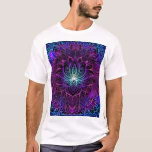 Camiseta Neon Lotus Flower Boho Impressão