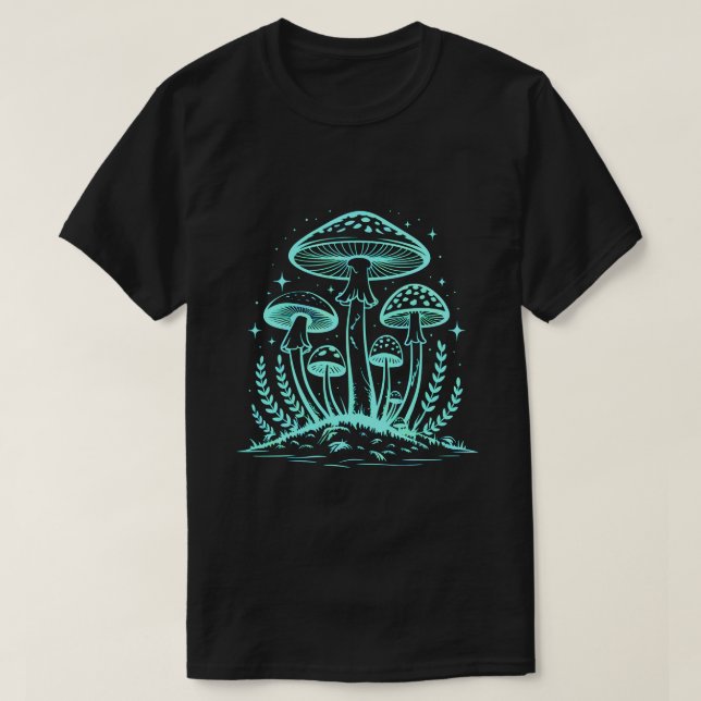 Camiseta Neon Magic Mushrooms (Frente do Design)