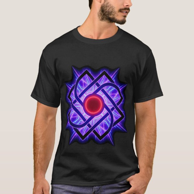 Camiseta Neon Mandala – Brilho Roxo (Frente)