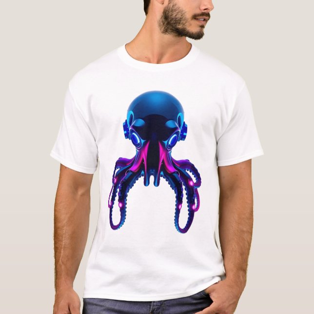 Camiseta Neon OctoRobot Face (Frente)