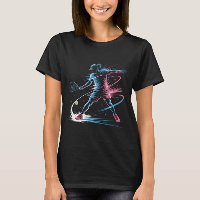Camiseta Neon Padel Player T-Shirt, Retro 80s Padel Tennis  (Frente)