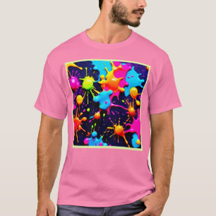 Camiseta Neon Paint Splatter Abstrato Art