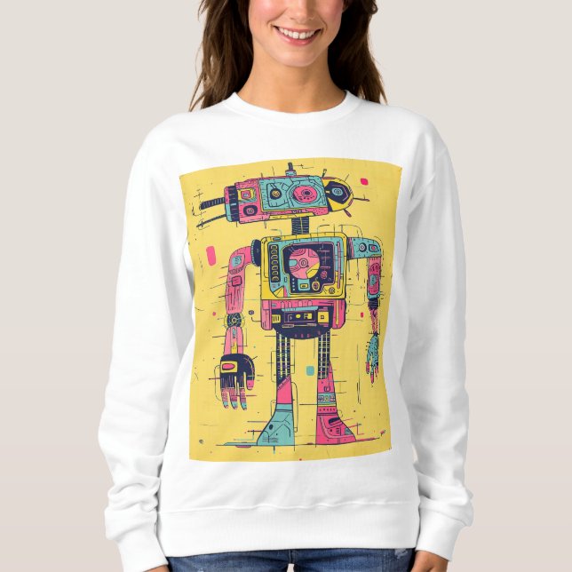 Camiseta Neon Panelbot - Suores de Ilustração Robô Pop-Tech (Frente)