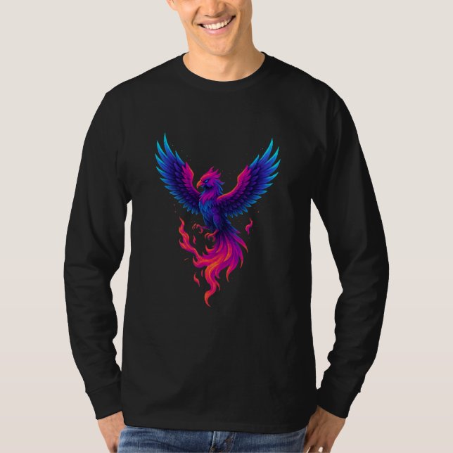 Camiseta Neon Phoenix Rebirth – Vibrant Mythical Firebird D (Frente)