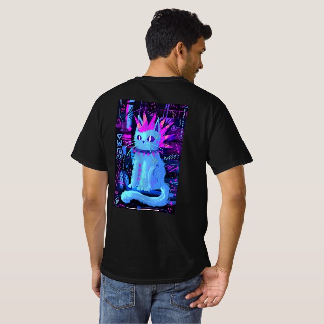 Camiseta Neon Punk Cat (Parte Traseira Completa)
