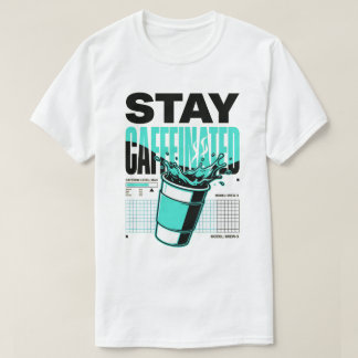 Camiseta Neon Punk Ciano Ficar Caffeínado Copo de