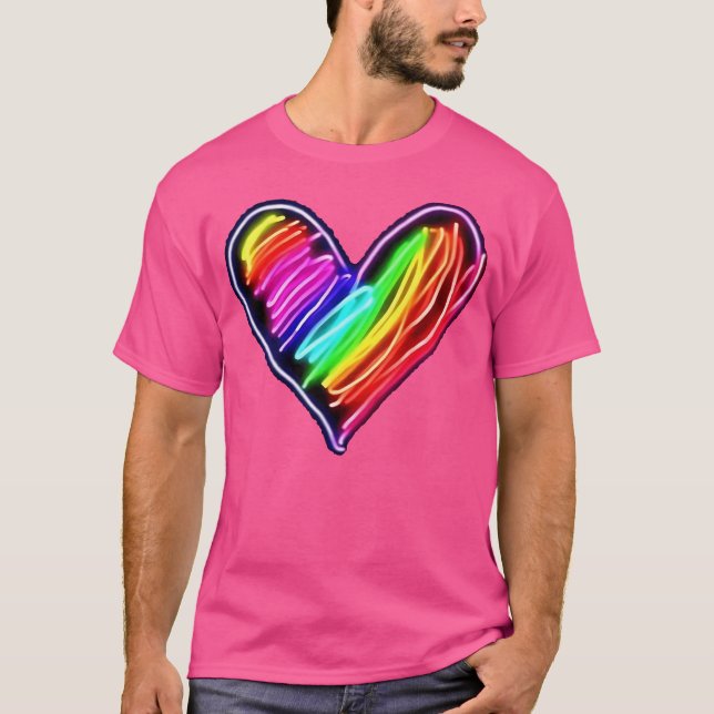 Camiseta Neon Rainbow Heart Edm Shirt (Frente)