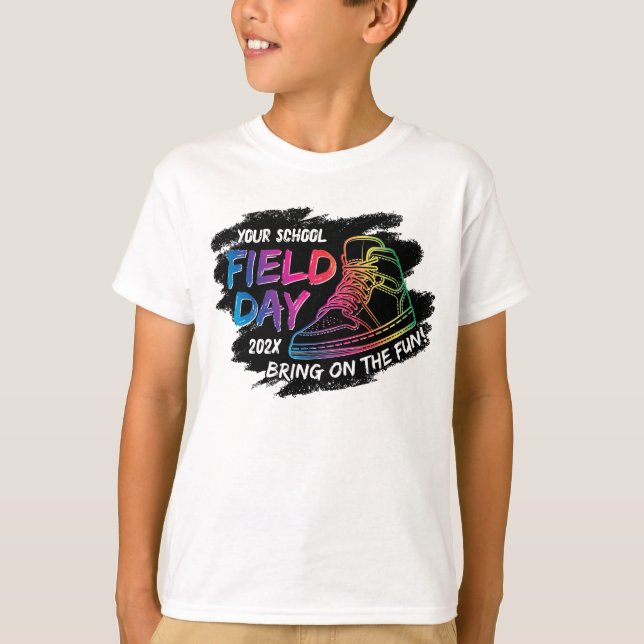 Camiseta Neon Rainbow Sneaker School Day Personalizado (Frente)