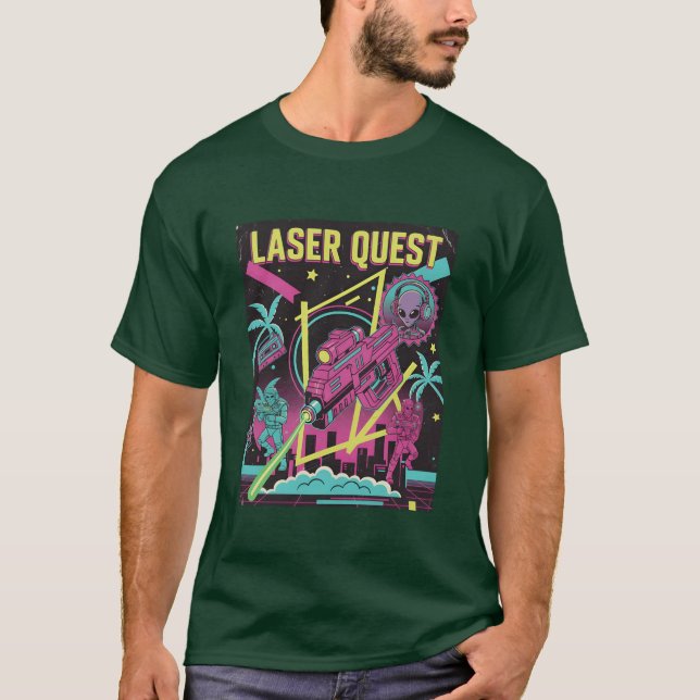 Camiseta Neon Retro 90 Laser Space Battle gift (Frente)
