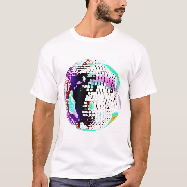 Camiseta Neon Retro Bola de Disco 70s 80s  (Frente)