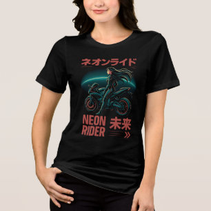 Camiseta Neon Rider - Japonês Cyber Aestético