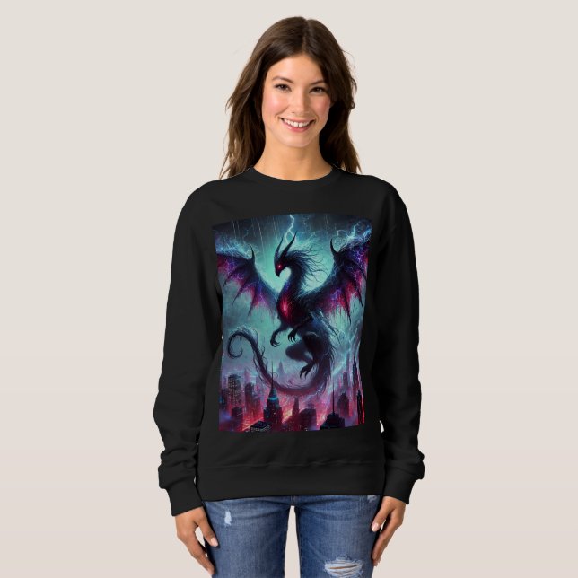 Camiseta Neon Shadow Dragon-Bat Sweatshirt Design. (Frente Completa)
