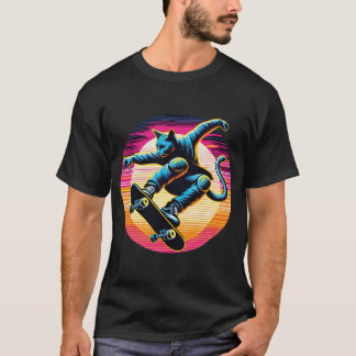 Camiseta Néon skate Cat