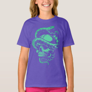 Camiseta Neon Skull e Cobra Gothic Art