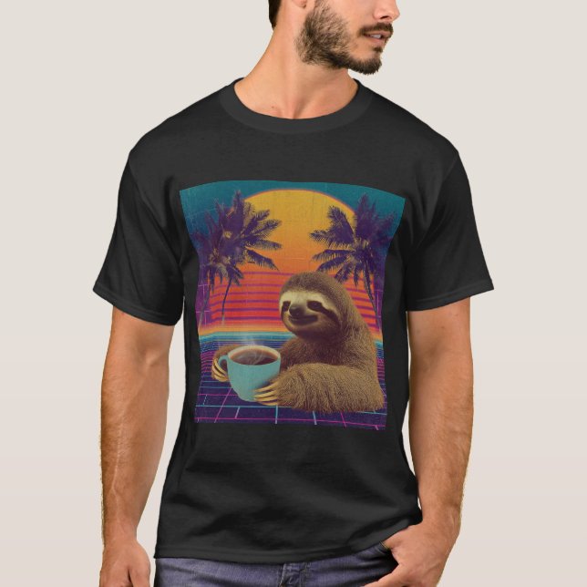 Camiseta Neon Sloth Coffee Break (Frente)