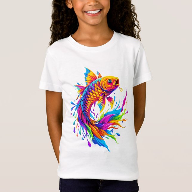 Camiseta Neon Splash Koi Fish (Frente)