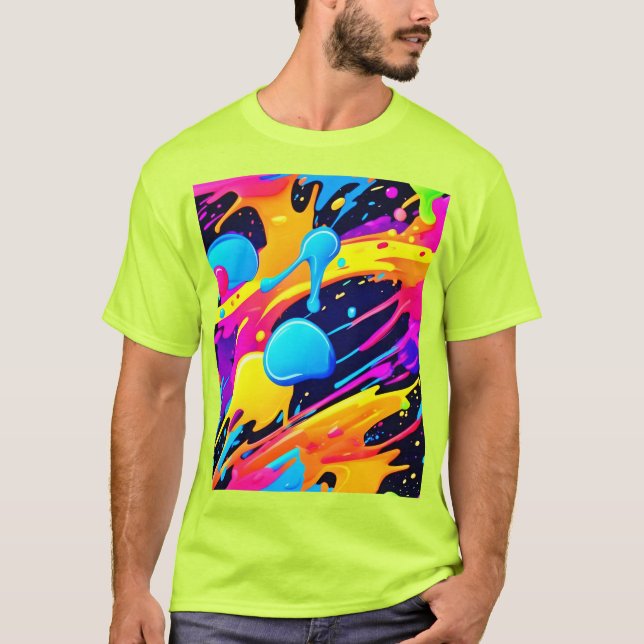 Camiseta Neon Splatter Paint Art (Frente)