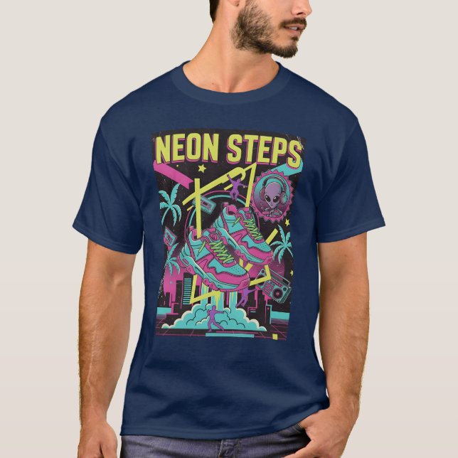 Camiseta Neon Steps Retro Athletic retro (Frente)