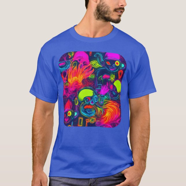 Camiseta Neon Style 80s Retro Party Color Glow funny (Frente)
