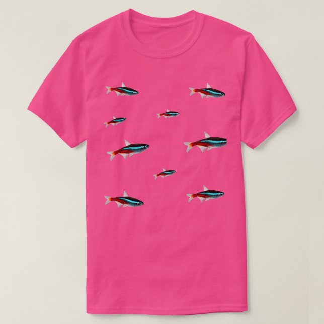 Camiseta Neon Tetras School Sticker Pack Aquário Peixe de A (Frente do Design)
