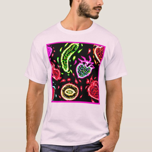 Camiseta Neon Tropical Fruta Padrões Art Comprar Agora (Frente)
