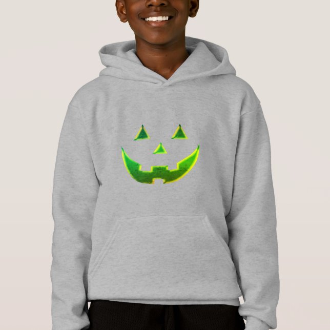 Camiseta Néon verde do Halloween Jack o lanterna abóbora cr (Frente)
