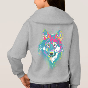 Camiseta Neon Watercolor Azul Brilhante Splatters Wolf