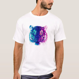 Camiseta Neon White Tiger – Glowing Cyberpunk Wildlife Art
