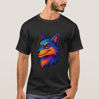 Camiseta Neon Wolf Head - Arte Animal Tribal Vibrante