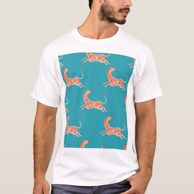 Camiseta Neon Zebra: Retro Colorida Sem Costura (Frente)