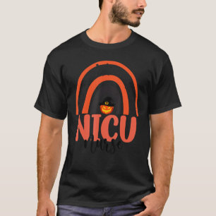 Camiseta Neonatal Icu Enfermeiro Halloween Pumpkin Arco-Íri