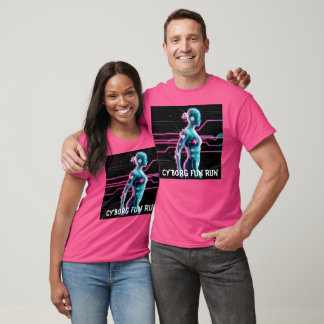 Camiseta NeonPulse Diversão Cyborg Executar Tee