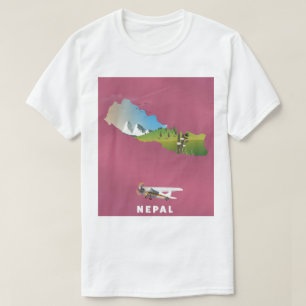 Camiseta Nepal ilustrou o poster do mapa